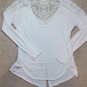 Free People White Lace Detail Top